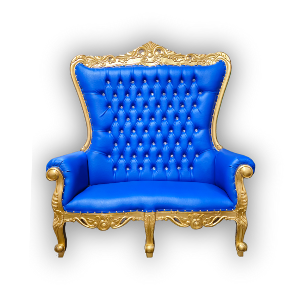 Genesis Double Throne Chair RENTAL - Gold & Blue