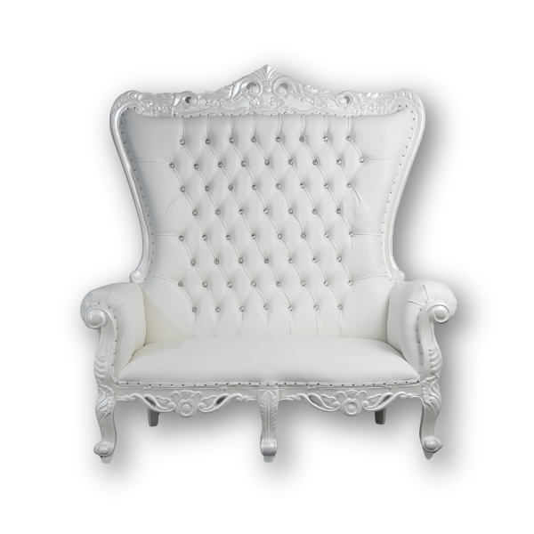 Genesis Double Throne Chair RENTAL - White & White