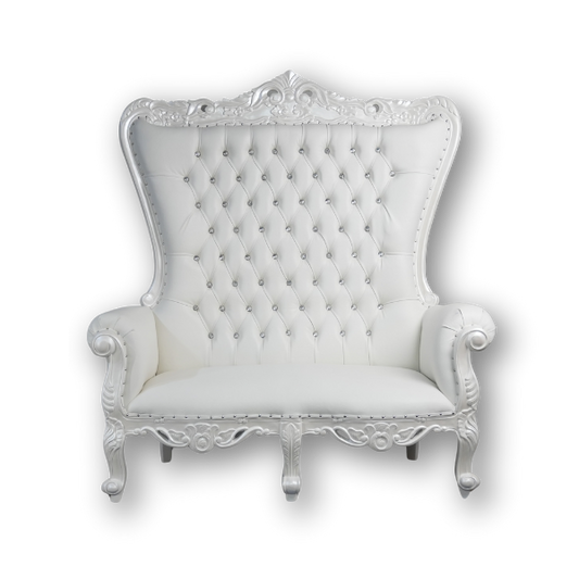 Genesis Double Throne Chair RENTAL - White & White