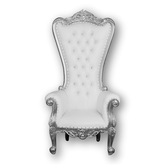 Genesis Throne Chair RENTAL - Silver & White