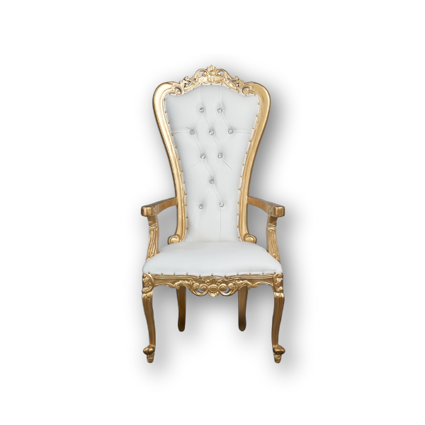 Athena Throne Chair RENTAL - Gold & White
