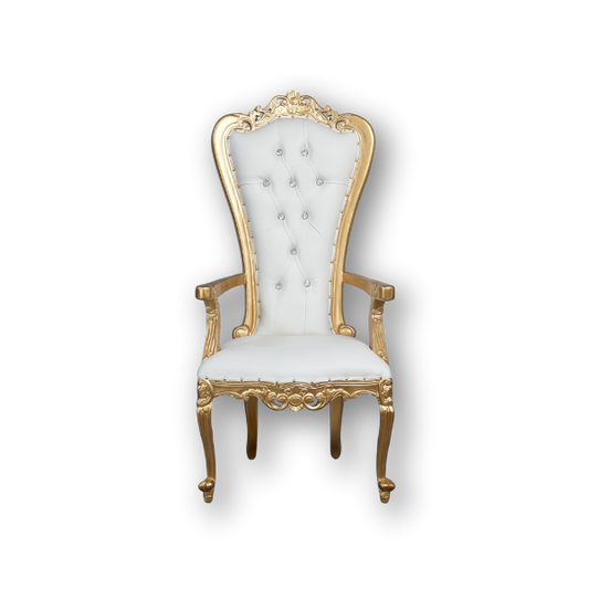 Athena Throne Chair RENTAL - Gold & White
