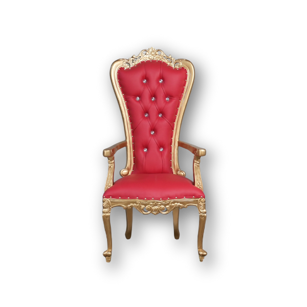 Athena Throne Chair RENTAL - Gold & Red