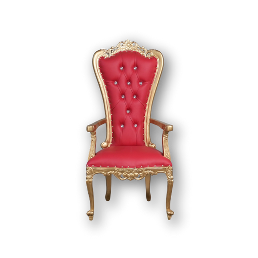 Athena Throne Chair RENTAL - Gold & Red