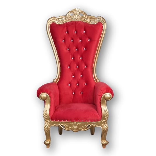 Genesis Throne Chair RENTAL - Gold & Red Velvet