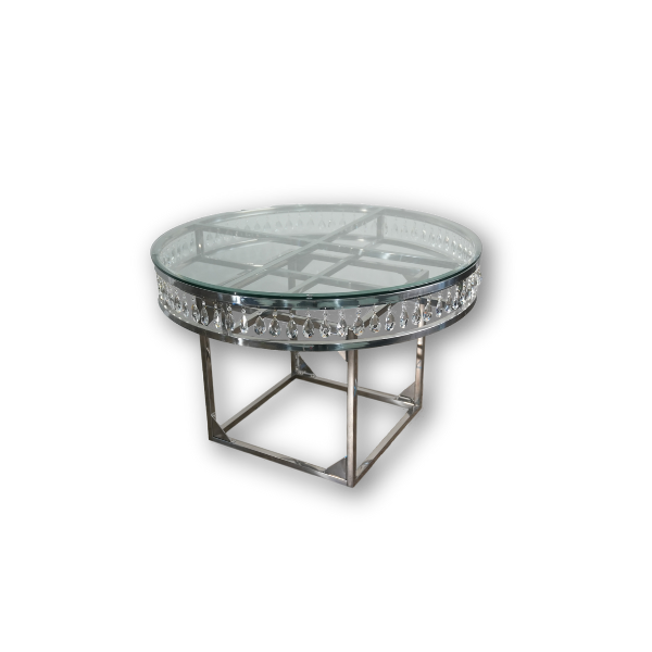 Cake Table RENTAL - Silver Frame with Clear Top and Crystals