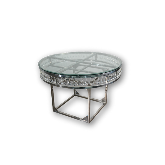 Cake Table RENTAL - Silver Frame with Clear Top and Crystals