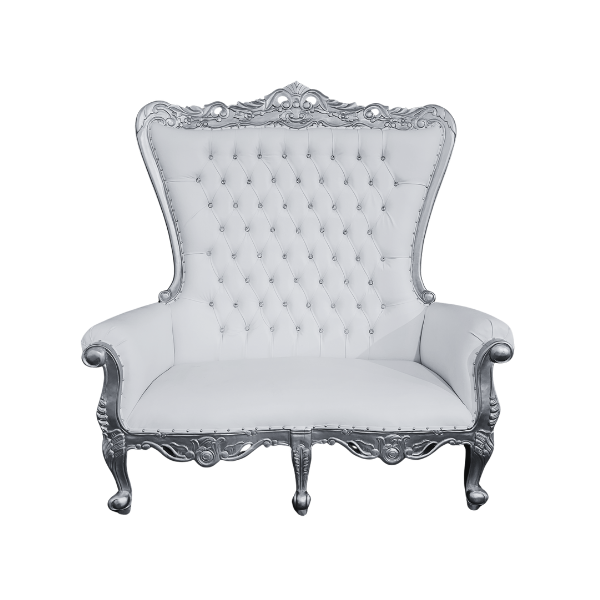 Genesis Double Throne Chair RENTAL - Silver & White