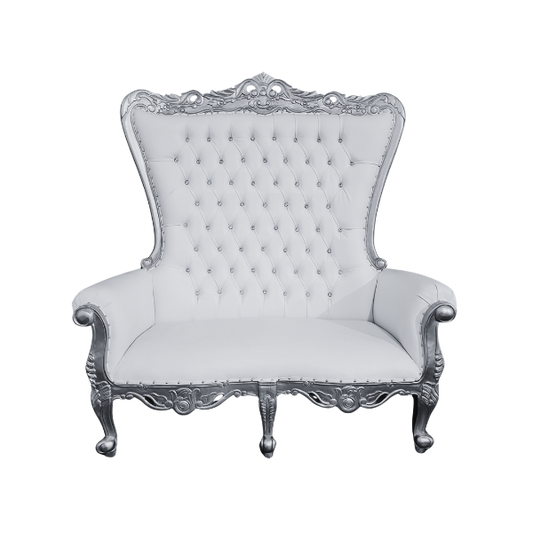 Genesis Double Throne Chair RENTAL - Silver & White