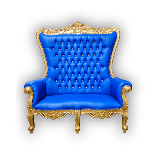 Genesis Double Throne Chair RENTAL - Gold & Blue