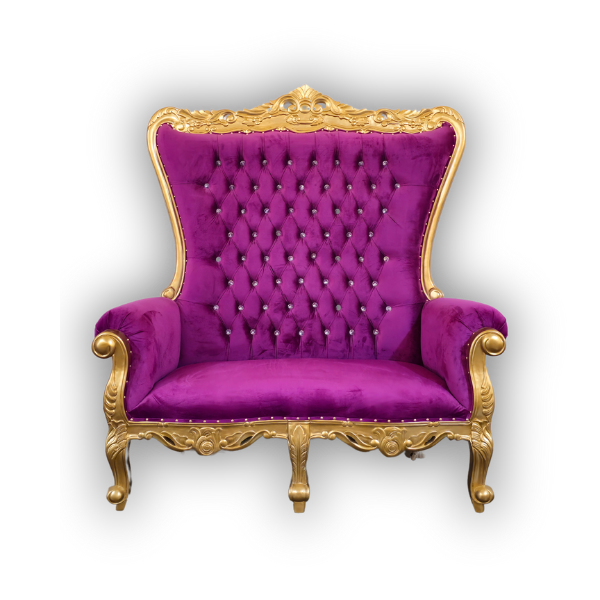Genesis Double Throne Chair RENTAL - Gold & Purple